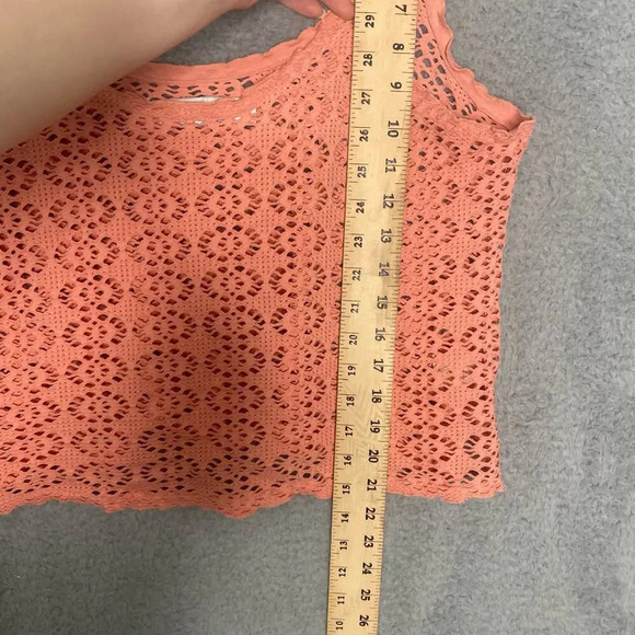 Free people beach womens crotchet crop tank peach beach coastal summer Large - Picture 8 of 10